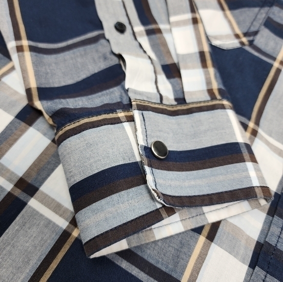 American Rag‎ Snap Button Down Plaid Multi Color Long Sleeve Shirt Size XL - Picture 7 of 15